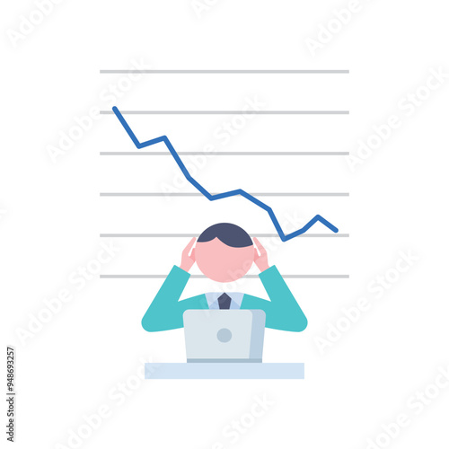 株価が下がって落ち込む男性