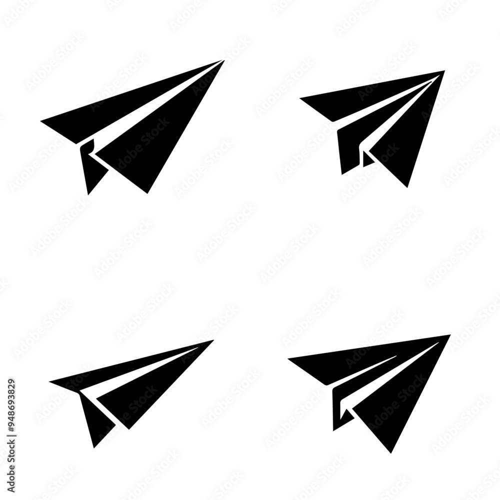 Paper plane icon, paper plane silhouette, paper airplane icon on white background, Paper plane icon, paper plane silhouette, paper airplane icon on white background,