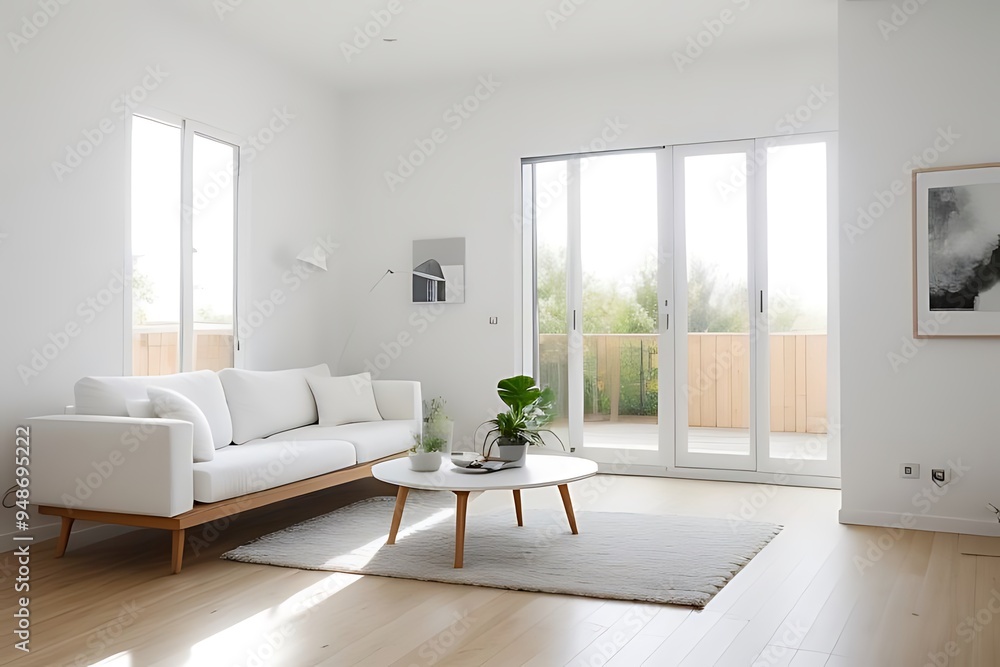 custom made wallpaper toronto digital living room with white worn-effect wall and large window