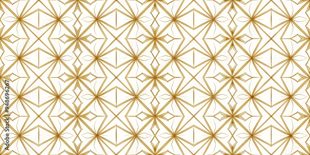 Fototapeta premium Golden Geometric Starburst Pattern, white background, digital art, pattern, geometric, art, abstract