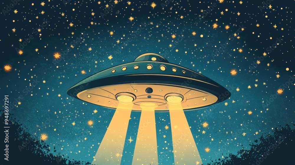 space-themed celebration, celebrate ufo world day with a sleek banner ...