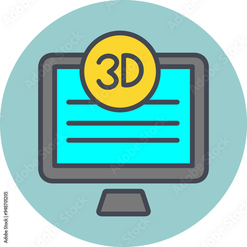 3D Quality Screen Vector Icon