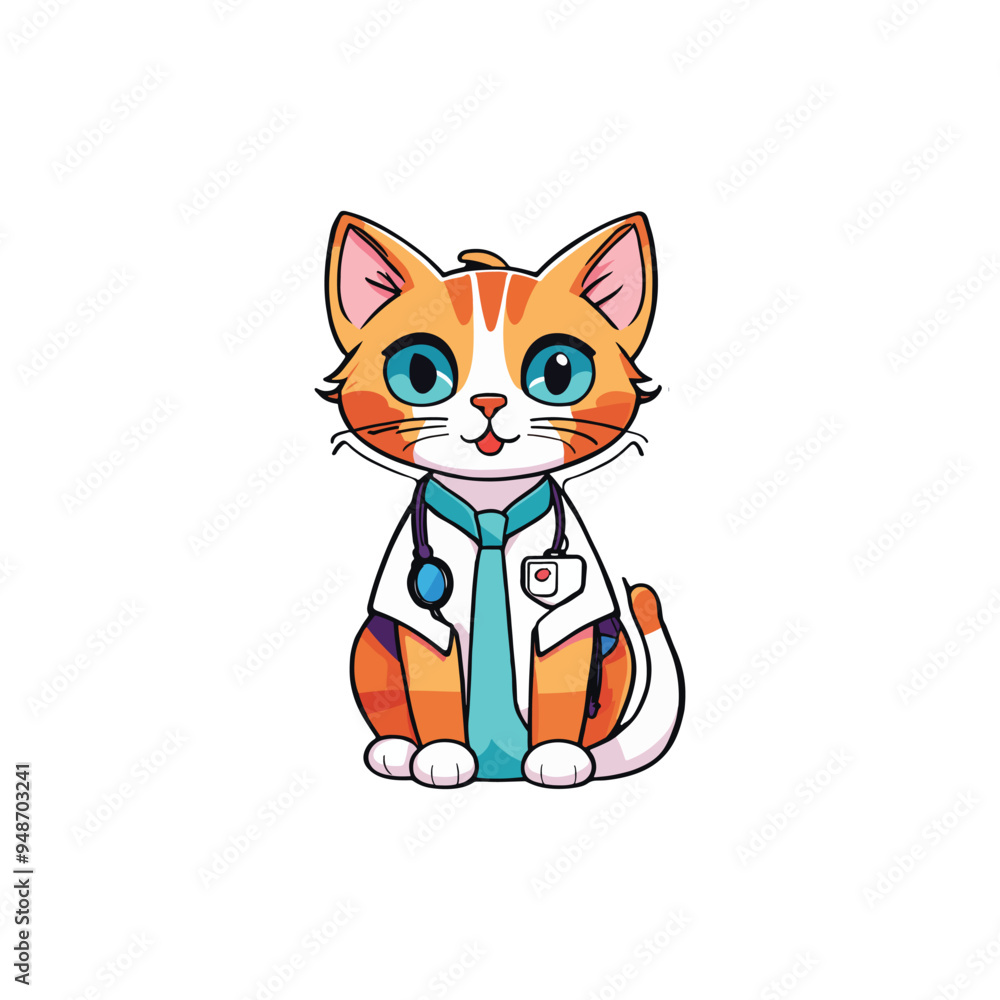 Obraz premium Cat illustration sticker template