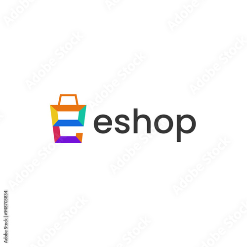 letter E Eshop Modern Logo Vector