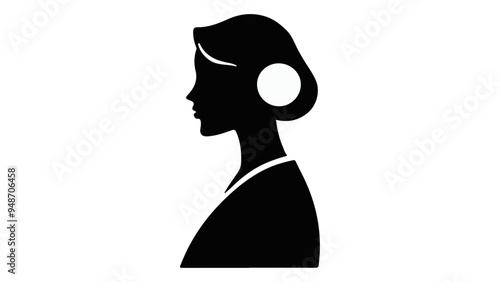 silhouette of a woman with white circle in hair