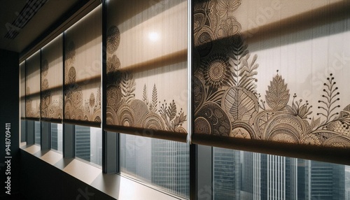 Window Coverings with Fabric Patterns in Office Buildings