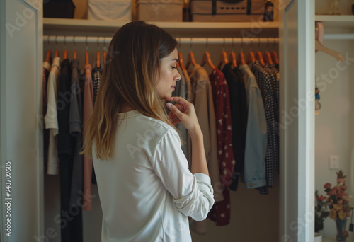 Thoughtful woman in the dressing room