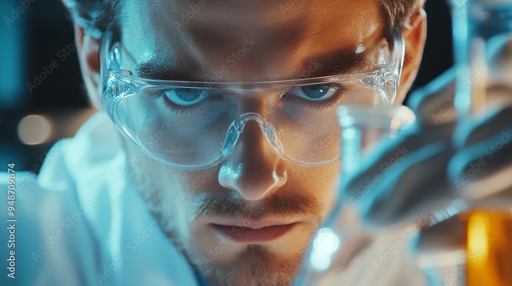An image of a scientist conducting an experiment with utmost precision. The scientist holds a beaker containing a transparent liquid, their gaze intently focused on the task at hand. An image of a scientist conducting an experiment with utmost precision. The scientist holds a beaker containing a transparent liquid, their gaze intently focused on the task at hand.