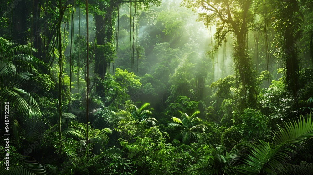 Obraz premium Lush green forest wallpaper
