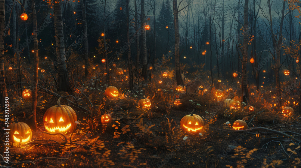 Pumpkin night forest wallpaper Pumpkin night forest wallpaper