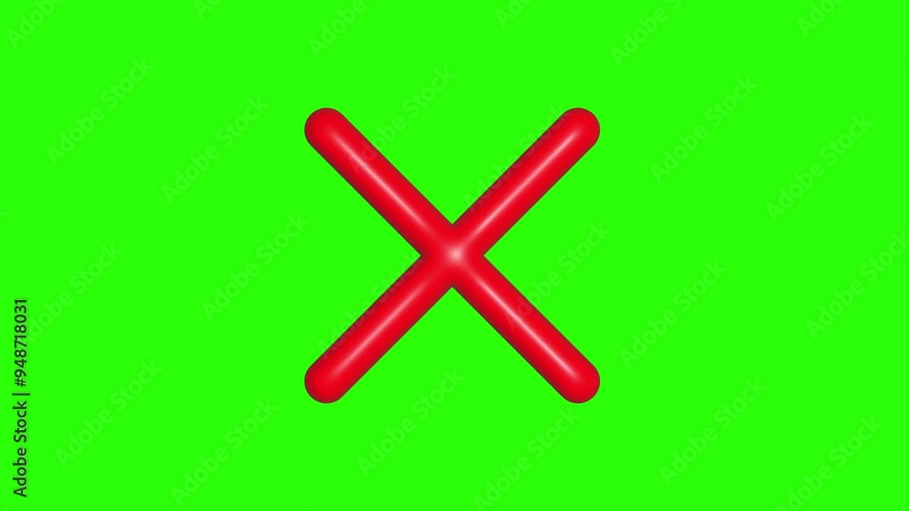 Red x sign animation on green screen background Red x sign animation on green screen background