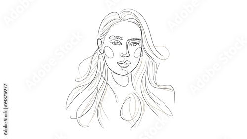 Woman face continuous line drawing 