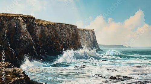 seaside cliff crash wallpaper