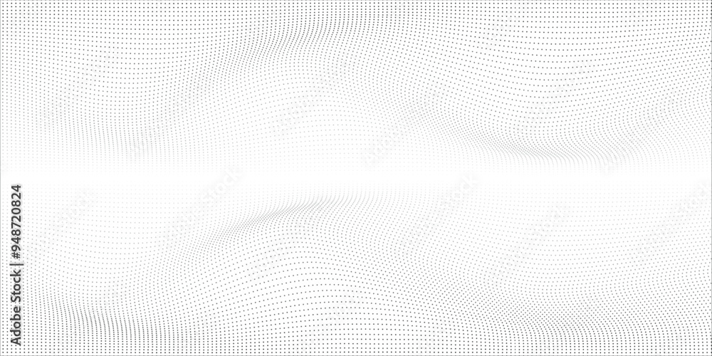 Abstract halftone wave dotted background. Futuristic twisted grunge pattern, dot, circles. Vector modern optical pop art texture for posters, business cards,