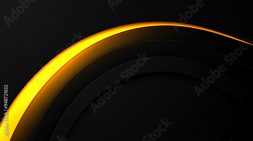 Líneas curvas en tonos oscuros con un resplandor dorado creando un ambiente moderno y elegante