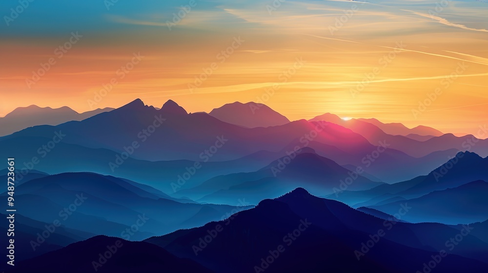 Obraz premium sunset at the mountain wallpaper