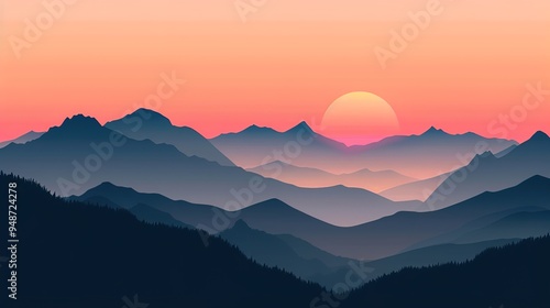 sunset at the mountain wallpaper