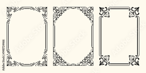 Set of decorative frames borders. Eastern style, place for text, Lace illustration Lace illustration invitation and greeting card vector design.