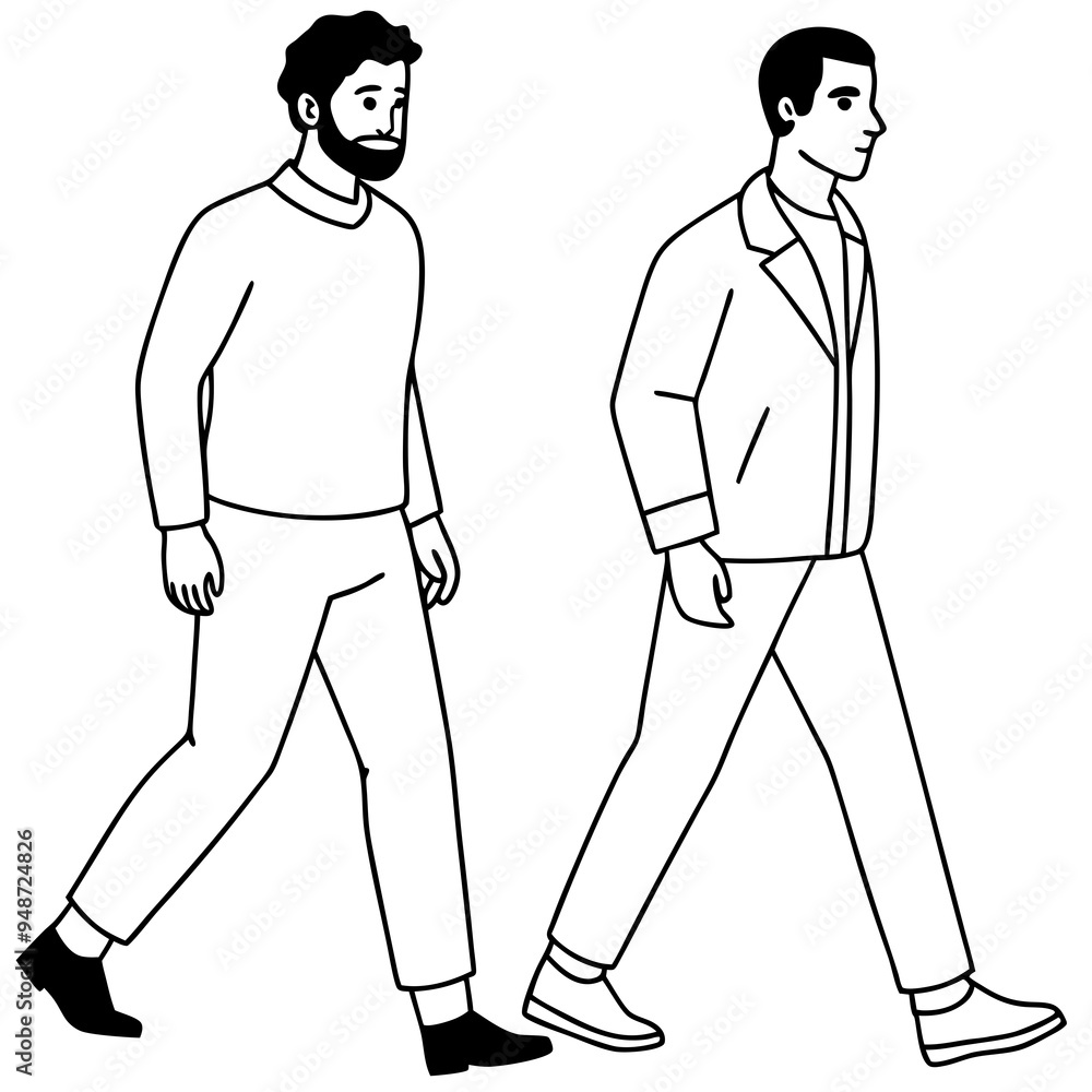 Vector Illustration of Two Men Walking Vector Illustration of Two Men Walking