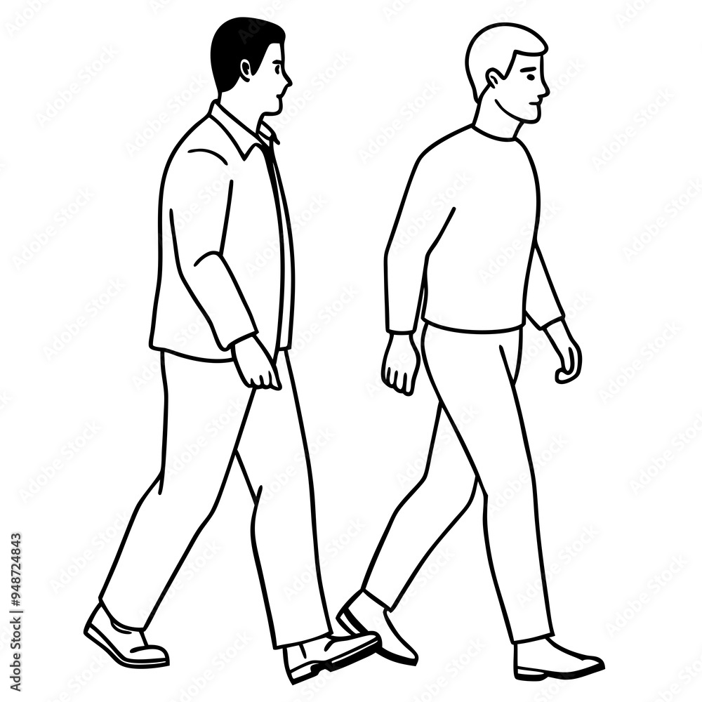 Vector Illustration of Two Men Walking Vector Illustration of Two Men Walking
