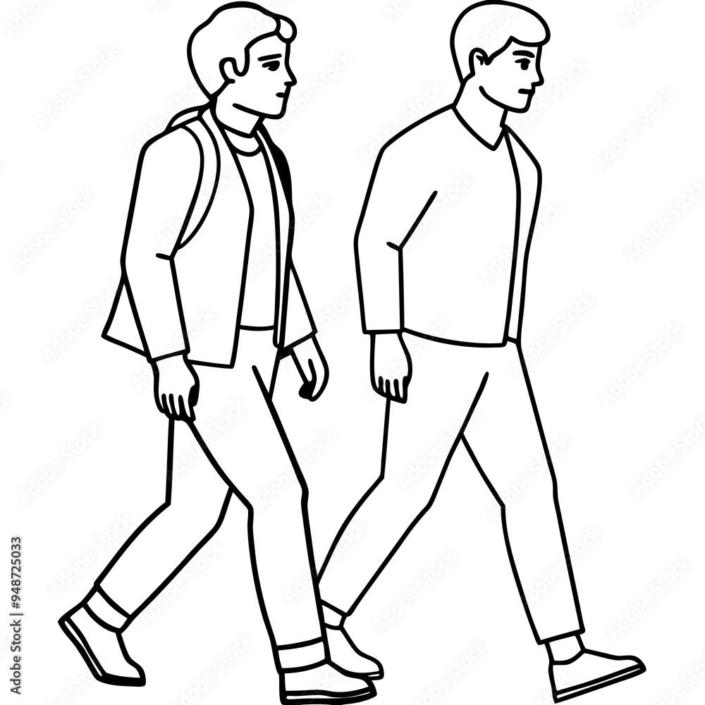 Vector Illustration of Two Men Walking Vector Illustration of Two Men Walking