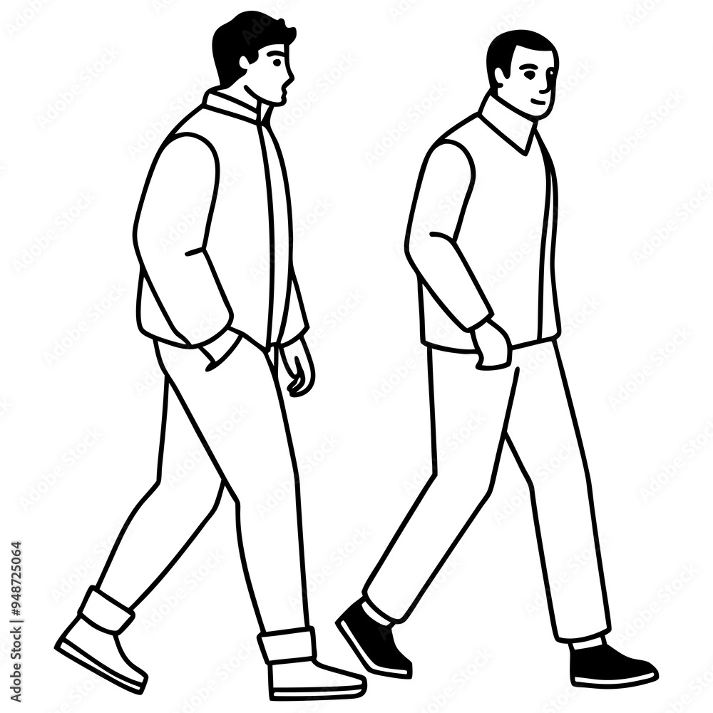 Vector Illustration of Two Men Walking