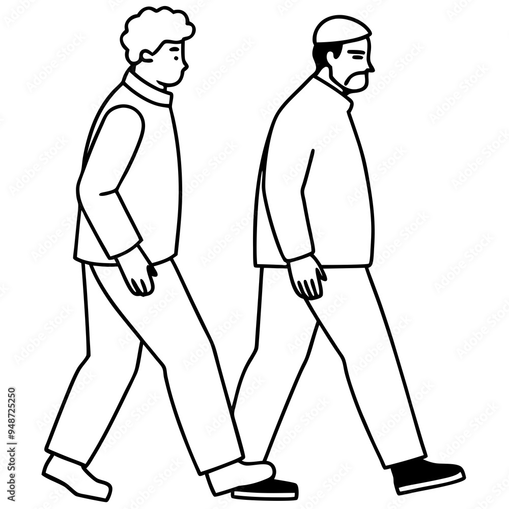 Vector Illustration of Two Men Walking Vector Illustration of Two Men Walking