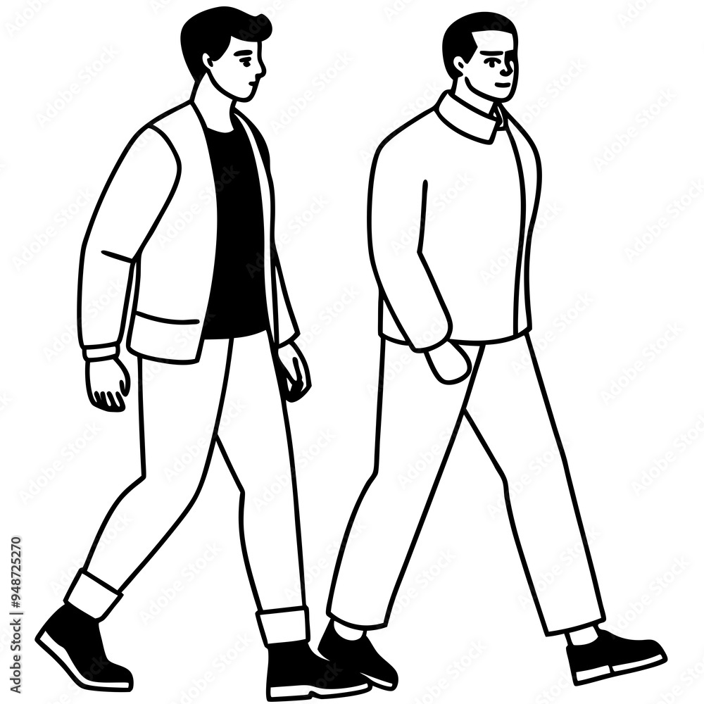 Vector Illustration of Two Men Walking Vector Illustration of Two Men Walking