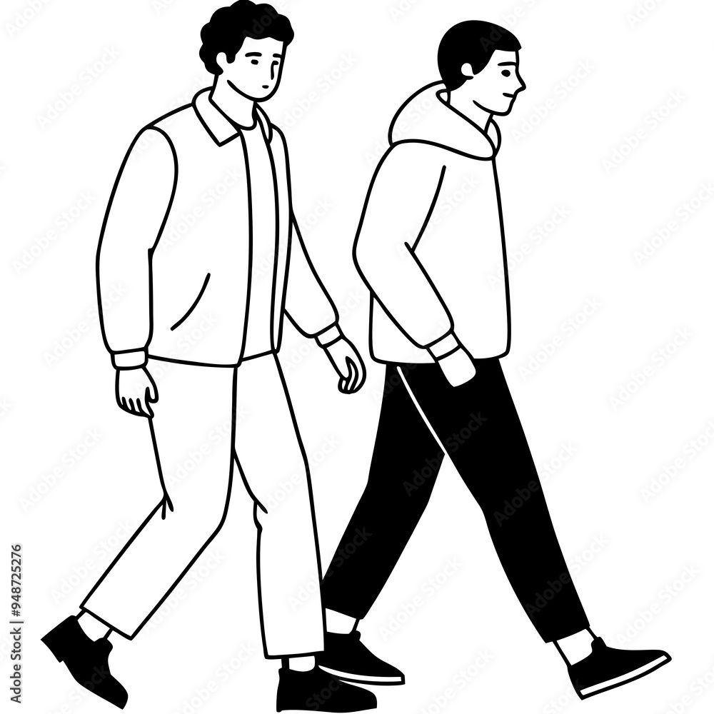 Vector Illustration of Two Men Walking Vector Illustration of Two Men Walking