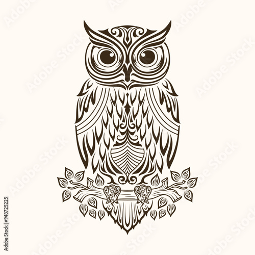 owl mandala pattern decoration ornament design logo vector luxury