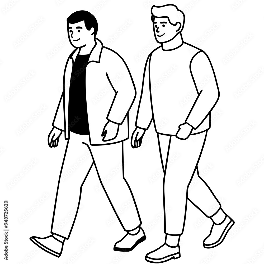 Vector Illustration of Two Men Walking Vector Illustration of Two Men Walking