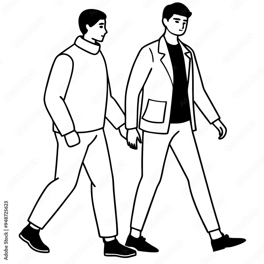 Vector Illustration of Two Men Walking Vector Illustration of Two Men Walking