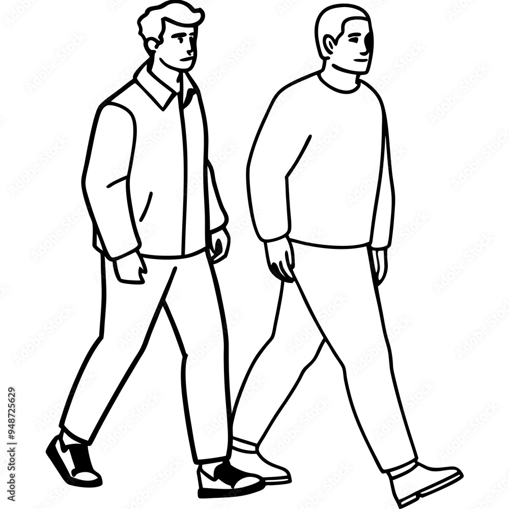 Vector Illustration of Two Men Walking Vector Illustration of Two Men Walking