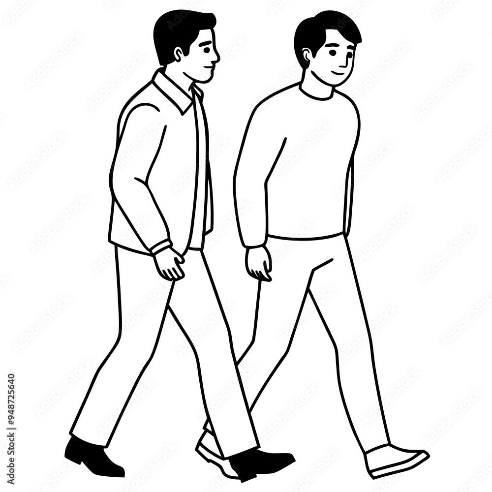 Vector Illustration of Two Men Walking Vector Illustration of Two Men Walking
