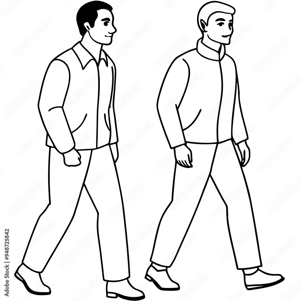Vector Illustration of Two Men Walking Vector Illustration of Two Men Walking