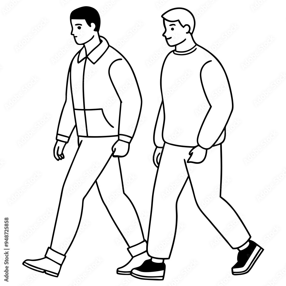 Vector Illustration of Two Men Walking Vector Illustration of Two Men Walking