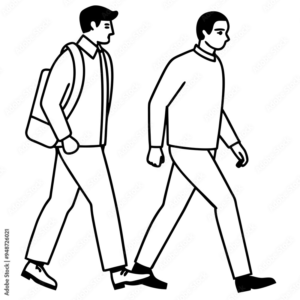 Vector Illustration of Two Men Walking Vector Illustration of Two Men Walking