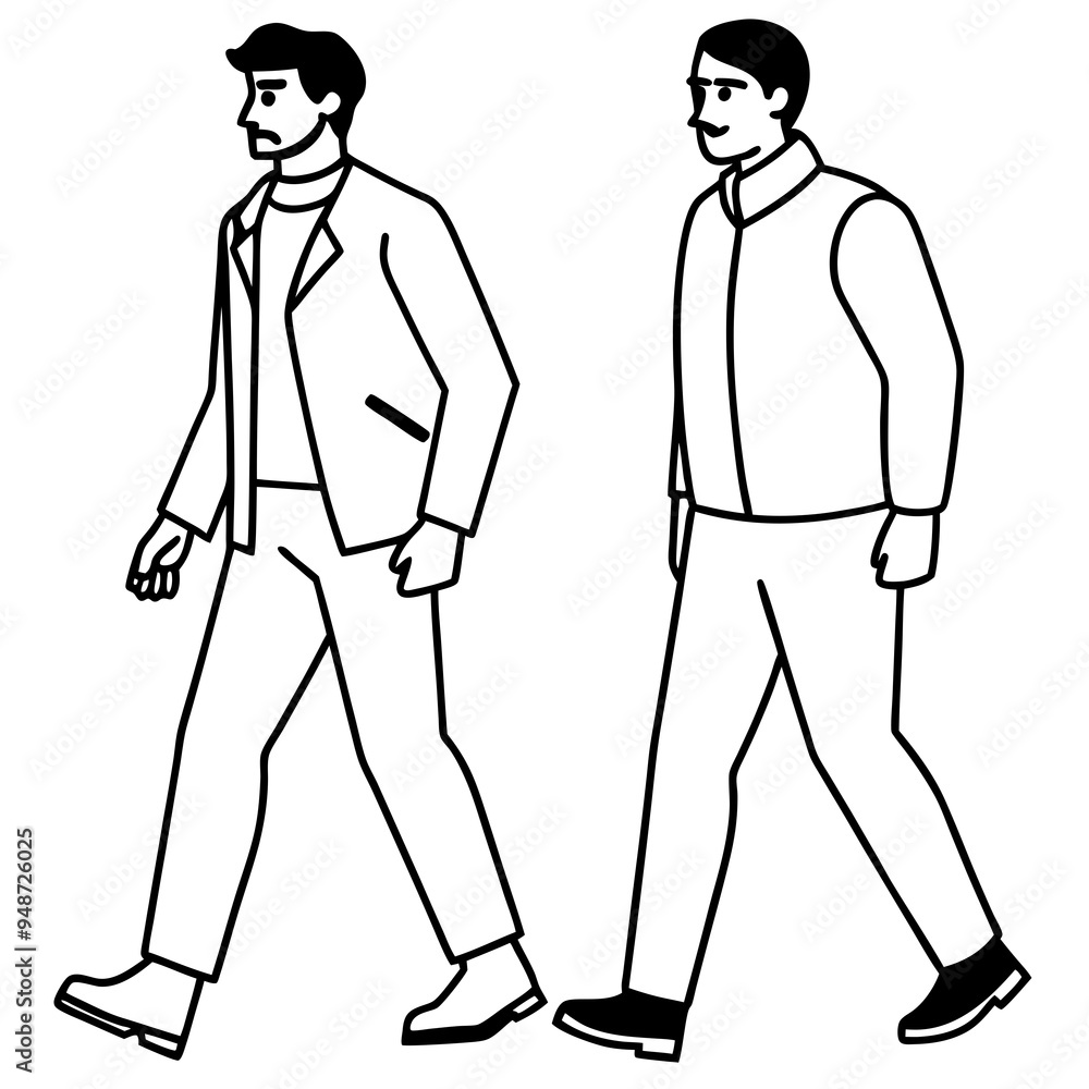 Vector Illustration of Two Men Walking Vector Illustration of Two Men Walking