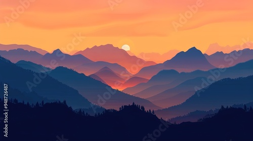 sunset at the mountain wallpaper