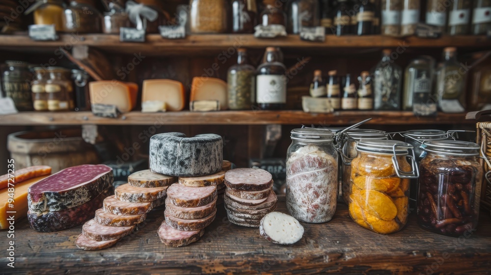 Fototapeta premium Delicious traditional smoked sausages a culinary journey into flavorful heritage and craftsmanship