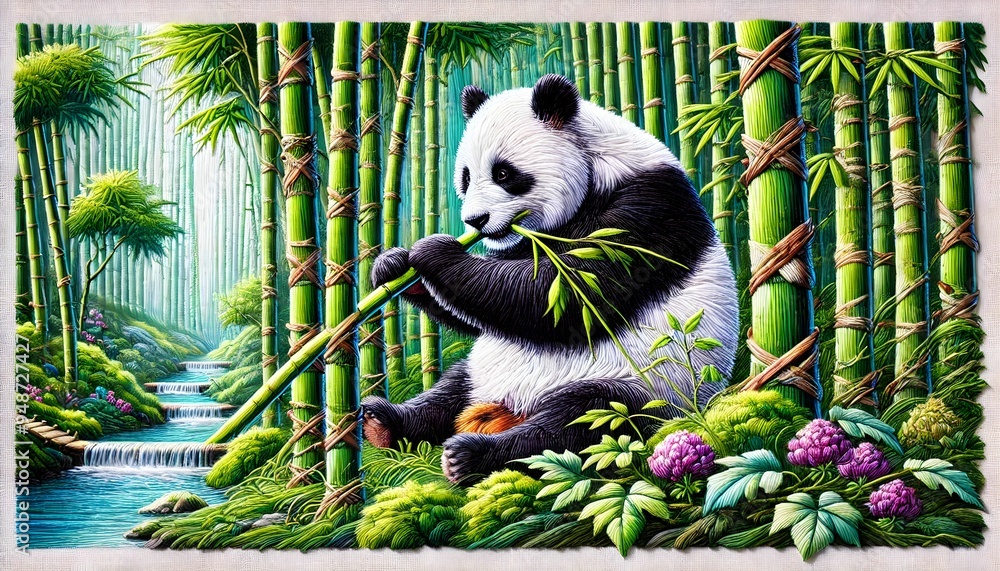 Obraz premium Tranquil Panda in Bamboo Forest