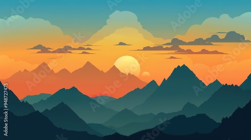 sunset at the mountain wallpaper