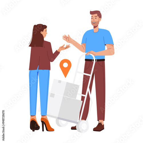 Character based flat illustration of parcel delivered to customer 

