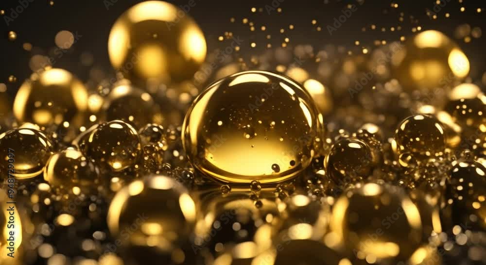 Gold shining oil bubbles 4k animation Gold shining oil bubbles 4k animation