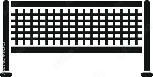 Tennis net dividing players on court during match point in simple black and white style