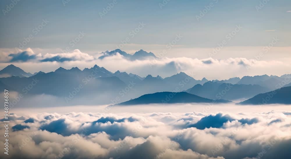 Beautiful landscape with mountains and clouds 4k animation Beautiful landscape with mountains and clouds 4k animation