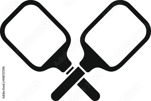 Simple icon logo representing two crossed beach tennis rackets
