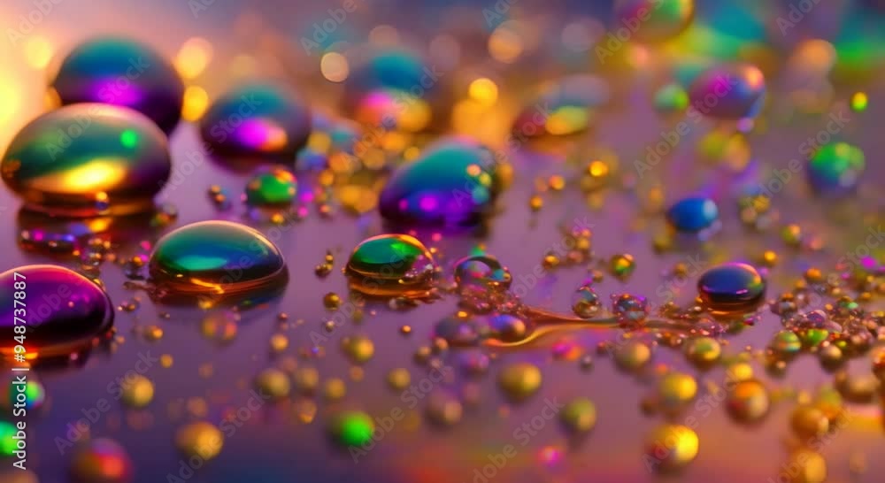 Rainbow shining oil bubbles with lights 4k animation Rainbow shining oil bubbles with lights 4k animation