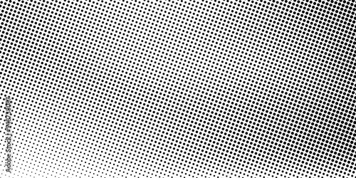 Halftone gradient. Dotted gradient, smooth dots spraying and halftones dot background seamless horizontal geometric pattern vector template