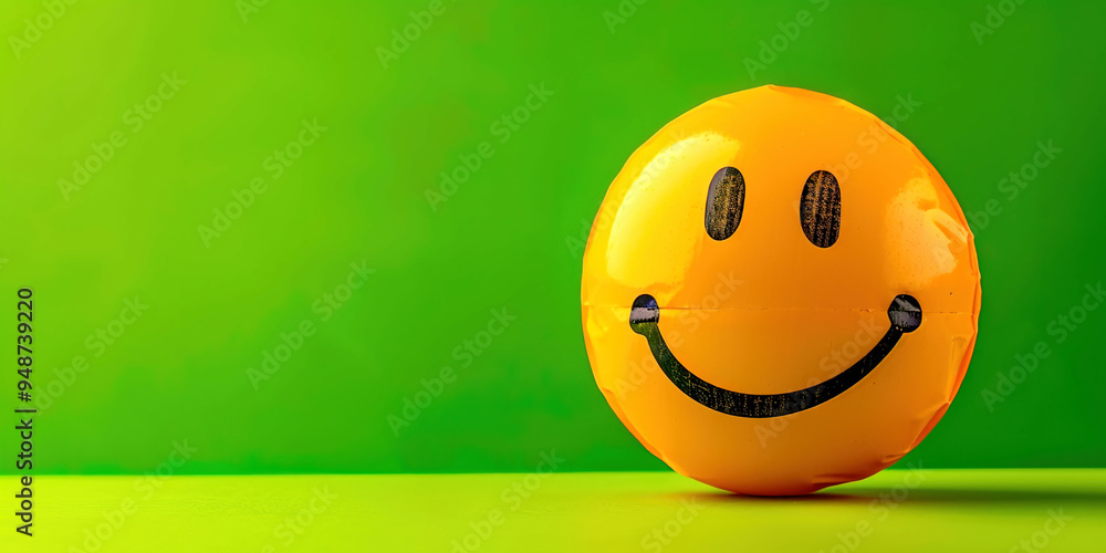 Fototapeta premium Smiling emoji on a bright background